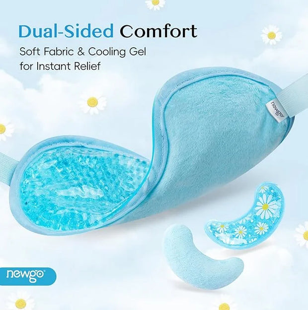 NEWGO Cooling Eye Mask Gel Under Eye Pads Set for Dark Circles, Under Eye Bags, Puffy Eyes, Migraines, Dry Eyes, Post-Surg...