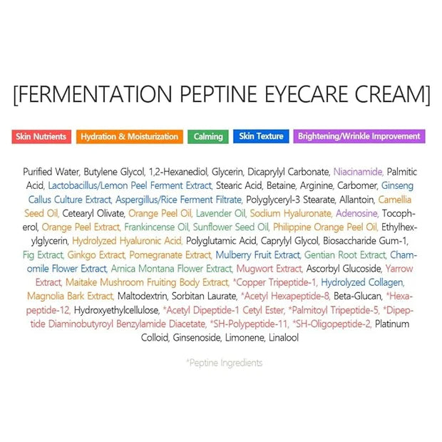 Pregnancy Safe Fermentation Peptine Eye Care Cream Under Eye Cream with 8 Peptides and Niacinamide, Anti Aging Eye Cream f...