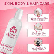 Organic Aloe vera Gel - 8.4 oz / 250ml | For Hair, Scalp, Face, Dry Skin, Sunburn, & Sensitive Skin -Reduces Redness, Help...