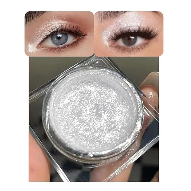 Single Glitter Eyeshadow, Shimmer Eyeshadow Palette, Korean Eye Glitter Makeup, Ultra-Blendable, Sparkle Silver Eye Shadow...