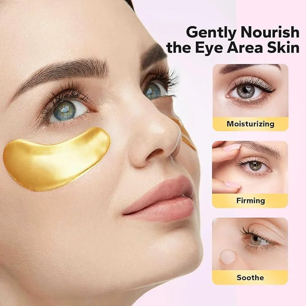 Komoko 25-Pairs 24K Gold Under Eye Patches, Skin Care, Golden Under Eye Mask Anti-Aging Collagen & Amino Acid, Eye Mask fo...