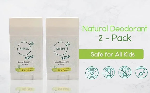 2-Pack All Natural Deodorant For Kids and Teens 100% Natural Aluminum-Free Carcinogen Free Kids Deodorant For Boys and Gir...