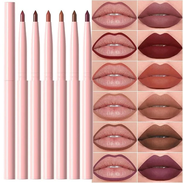 evpct 6Pcs Retractable Lip Liner Pencils Set Pack for Shaping & Sculpting Lips, Mauve Maroon Red Orange Nude Chocolate Dar...