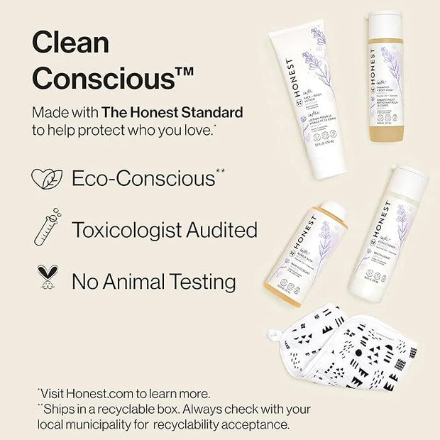 The Honest Company Calming Lavender Bathtime Gift Set | Hypoallergenic Bath Essentials for Sensitive Skin | Shampoo + Body...