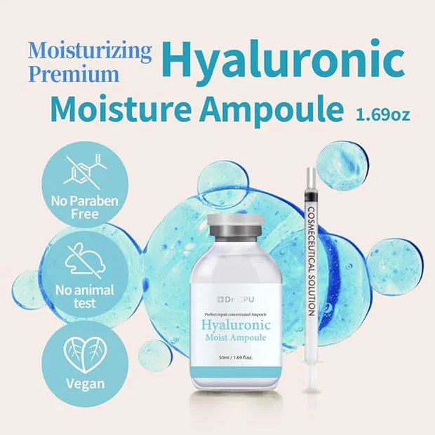 Hyaluronic moisturizer ampoule dry skin face neck woman hyaluronic acid hydrating serum Korean Beauty skincare 1.69oz - Pr...