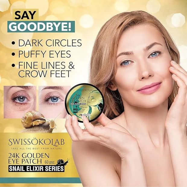 SWISSÖKOLAB Under Eye Patches For Puffy Eyes 24k Gold Eye Mask Dark Circles And Puffiness Collagen Eye Gel Pads Moisturizi...