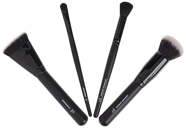 e.l.f. Complexion Perfection Brush Kit, 4-Piece Makeup Brush Set, Brushes For Foundations & Concealers, Vegan & Cruelty-Fr...