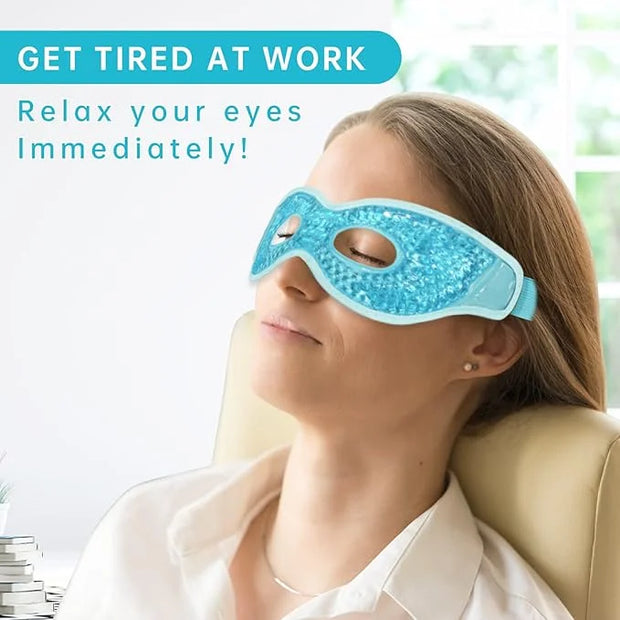 2 PCS Ice Eye Mask Reusable Ice Pack Hot/Cold Compress Gel Bead Cooling Mask for Puffiness/Dark Circles/Headaches/Migraine...
