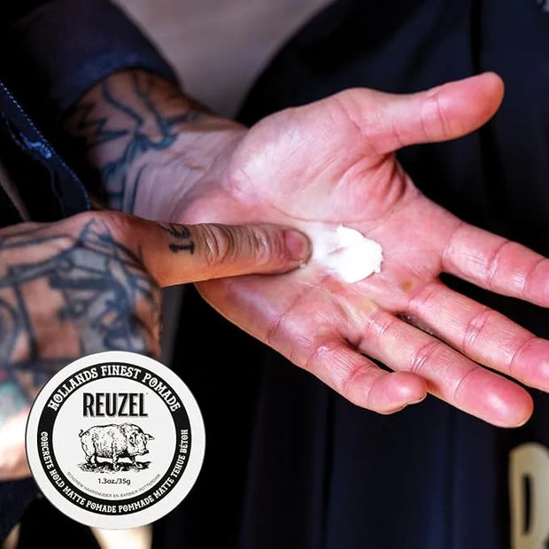 REUZEL Concrete Matte Pomade, Strong All Day Hold, Water Soluble Styling, No Shine and Flake Free, Easy To Wash Out, For A...