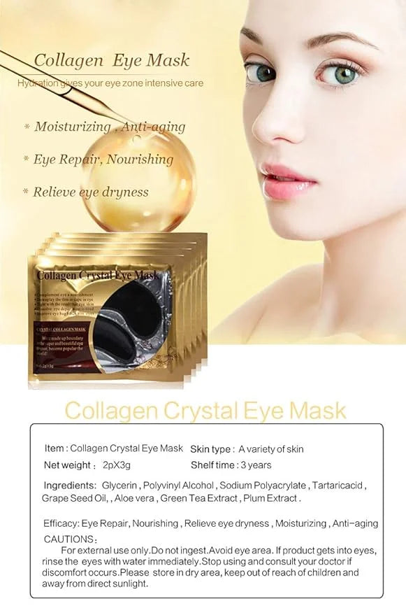 Eye Mask, 30 Pairs Collagen Under Eye Patches, Black Crystal Eye Gel Pads for Reducing Dark Circles, Lighten Wrinkles Anti...