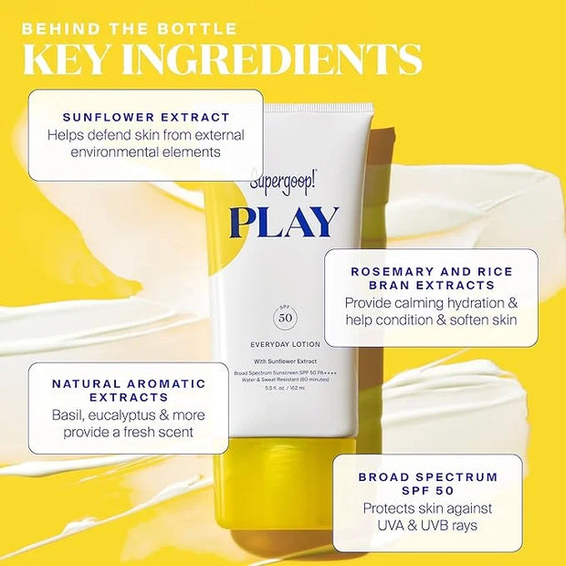 Supergoop! Summer PLAY Bundle - Includes PLAY Everyday Lotion (5.5 oz) + PLAY Antioxidant Body Mist (6 oz) - Broad Spectru...