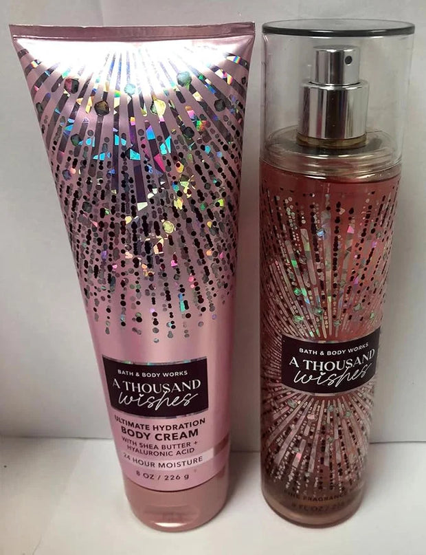 Bath and Body Works - A Thousand Wishes - Gift Set - Fine Fragrance Mist & Body Cream - Product Image