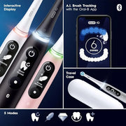 Oral-B iO Series 6 Rechargeable Electric Toothbrush with Visible Pressure Sensor to Protect Gums, 2 Minute Timer, 5 Cleani...