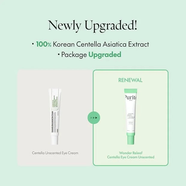 PURITO Centella Unscented Eye Cream, Korean Centella, for Sensitive Skin, Soothing, Facial Eye Cream for face, Dark Circle...