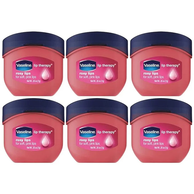 Vaseline Lip Therapy Rosy Lips 6-Pack – Moisturizing Lip Balm for Very Dry Lips in Mini Jars, 0.25 Oz Ea - Product Image
