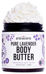 Lavender Body Butter with Shea Butter, Jojoba & Lavender Essential Oil - Natural Lotion for Women, Non-Greasy Moisturizer ...