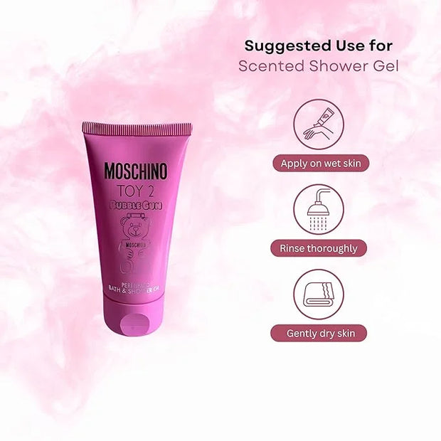 MOSCHINO Toy 2 Bubble Gum 3-Piece Set for Women, (0.17 Oz Eau De Toilette Splash + 0.8 Oz Bath Shower Gel + 0.8 Oz Body Lo...