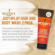 Woody's 2-in-1 Hair and Body Wash for Men - Sulfate-Free, Hydrating, Refreshing Scent, Daily Cleanser for Hair & Skin, 8 o...