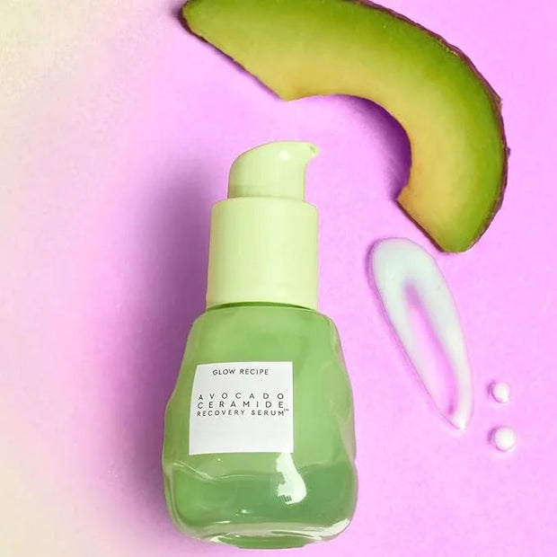 Glow Recipe Avocado Ceramide Serum, Travel Size - Soothing, Hydrating Face Serum for Women & Men, Redness Relief & Skin Ba...