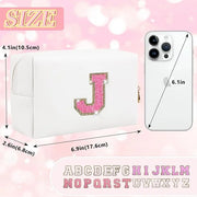 Initial letter patch makeup bag,