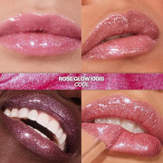 REVLON Super Lustrous Glimmer Gloss, Non-Sticky Lip Gloss, High-Shine Finish, Plant-Based Glitter, 008 Rose Glow, 0.13 fl ...