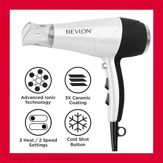 REVLON Volume Booster, Hair Dryer with Curl Enhancing Diffuser | Increase Volume, Decrease Frizz and Damage, Fast Drying, ...