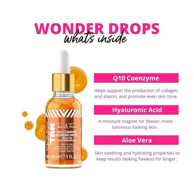 Skinny Tan Tan and Tone Self Tanning Drops for Your Face - Gradual Tan Drops Serum with Hyaluronic Acid - Transforms Skinc...