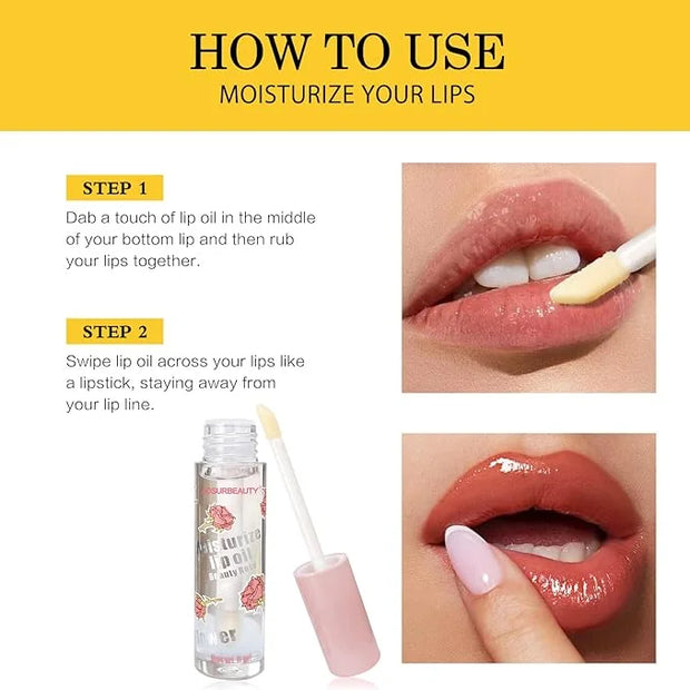 Hydrating Lip oil for women - clear lip gloss oil, Plumping Lip Oil for Dry Lip and Lip Care, Non-Sticky Long Lasting Lip ...