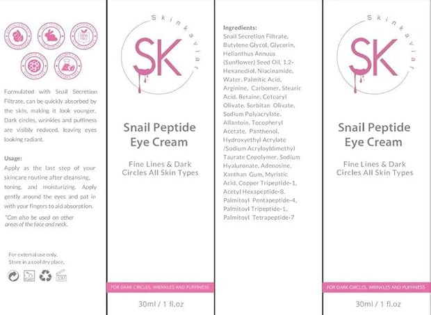 Snail Peptide Eye Cream with 73.7% Snail Mucin and Niacinamide- Brightening Korean Night Cream for Fine Lines and Dark Cir...
