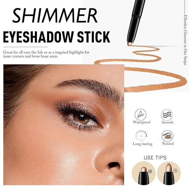 Eyeshadow Stick Waterproof Cream Eye Shadow Pencil Long-Lasting Crease-Proof Shimmer Glitter Eyeshadow Crayon Smooth High ...