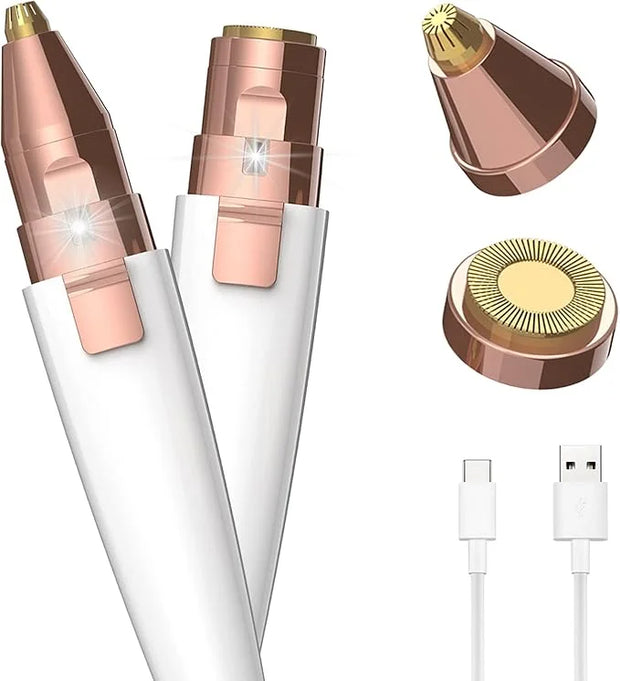 Eyebrow Razor,Facial Hair Removal for Women, (USB Rechargeable), 2 in 1 Eyebrow Trimmer and 100% Painless Hair Remover wit...