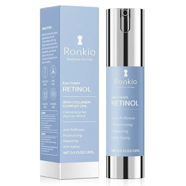 Retinol Eye Cream for Dark Circles: Anti-Wrinkle Under Eye Cream - Night Care Eye Cream Reduces Eye Bags - Product Image