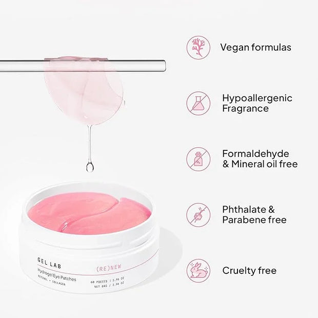 RENEW Collagen & Retinol Under Eye Gel Patches – Korean Hydrating Eye Mask for Fine Lines, Wrinkles, Firming, and Brighten...