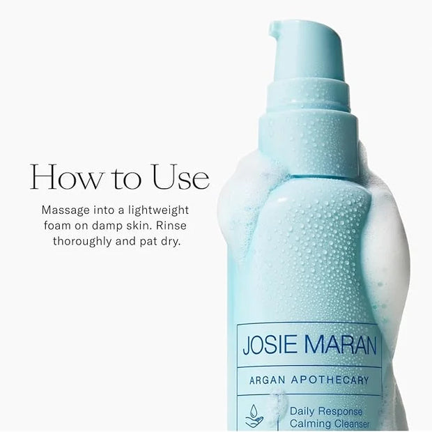Josie Maran Argan Apothecary Daily Response Calming Facial Cleanser - Gentle Exfoliating Face Wash for Pores & Sensitive S...