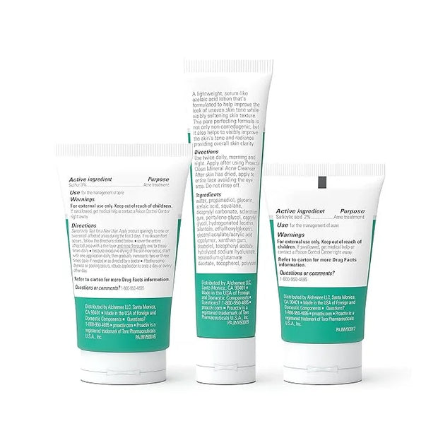 Proactiv Clean 3 Step Acne Routine w/ Pimple Patches- Sulfur Acne Treatment Cleanser, Azelaic Acid Serum, and Facial Moist...