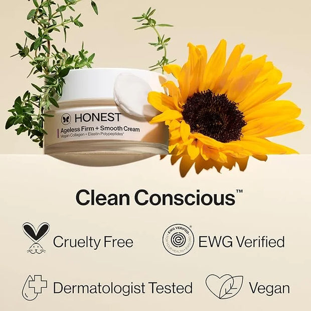 Honest Beauty Ageless Firm and Smooth Cream | Powered by Vegan Collagen and Elastin Polypeptides | Firmer, Smoother Lookin...