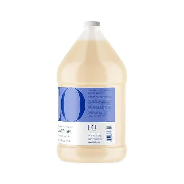 EO Shower Gel Body Wash Refill, 1 Gallon, French Lavender, Organic Plant-Based Skin Conditioning Cleanser with Pure Essent...