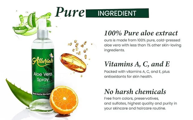 100% Pure & Organic Aloe Vera Spray, Clinically tested & Dermatologist approved, Hydrates & Heals Dry & Damaged Skin & Hai...