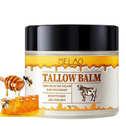 Whipped Beef Tallow and Honey Balm, Grass Fed Grass Finished Face Cream for All Skin Types - Grass-Fed Beef Tallow & Raw W...