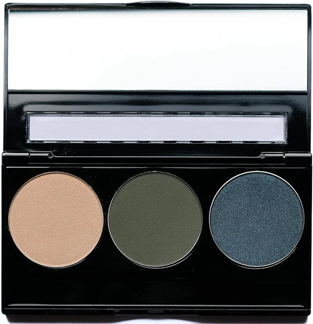 Off White, Matte Medium Green, and Glitter Navy Blue Green Vegan Eyeshadow Trio Palette; Talc, Paraben & Cruelty Free - Pr...