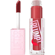 MAYBELLINE Lifter Gloss Lifter Plump, Plumping Lip Gloss with Chili Pepper and 5% Maxi-Lip, Hot Chili, Terracotta Red Crea...