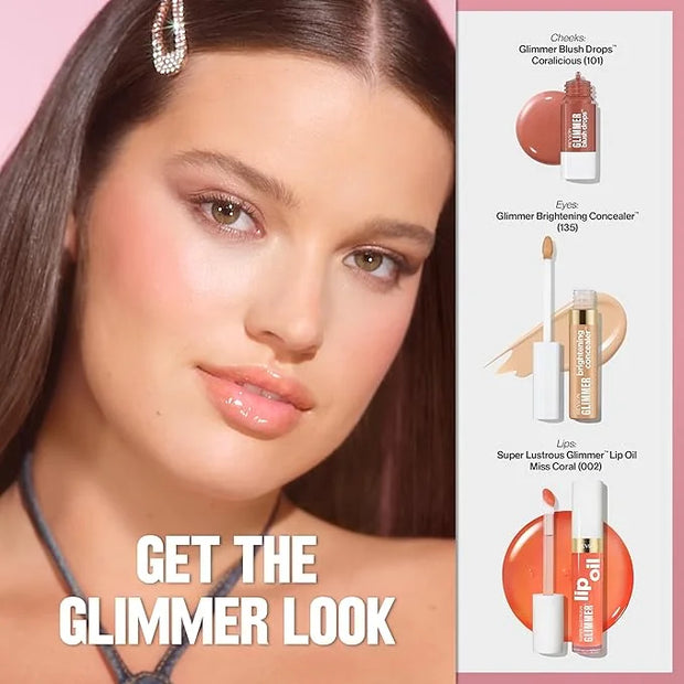 REVLON Super Lustrous Glimmer Lip Oil, Moisturizing & Tinted, Shiny Finish, Made with Plant-Based Squalane, 002 Miss Coral...