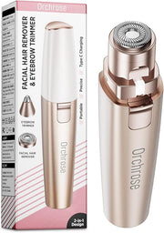 Rechargeable Facial Hair Remover for Women: 2-in-1 Device for Shaping Eyebrows and Removing Face Peach Fuzz(Rose Gold) - P...