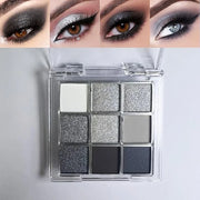 Black Smoky Eye shadow Palette, 9 Colors True Black Dark Grey Smokey Goth Makeup Pallet, 9 Soft Matte Shimmer High Pigment...