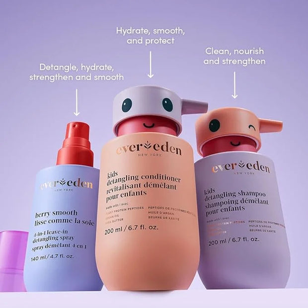 Evereden Kids Haircare Set: Hair Detangling Shampoo & Conditioner for Children Ages 3+, Plant Protein Peptides & Argan Oil...