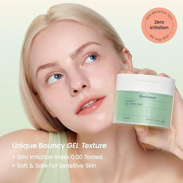 Biodance Sea Kelp Gel Toner Pads, Calming & Soothing for Sensitive Skin, Oil & Sebum Control, Blemish Care, Gentle Exfolia...