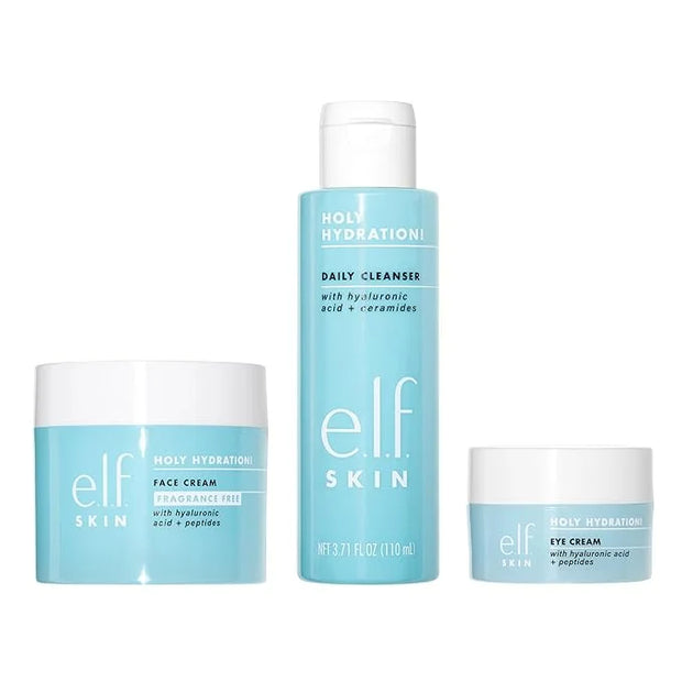 e.l.f. SKIN Holy Hydration! Trio, Set of 3, Includes Fragrance Free Face Cream, Daily Cleanser & Eye Cream - Product Image