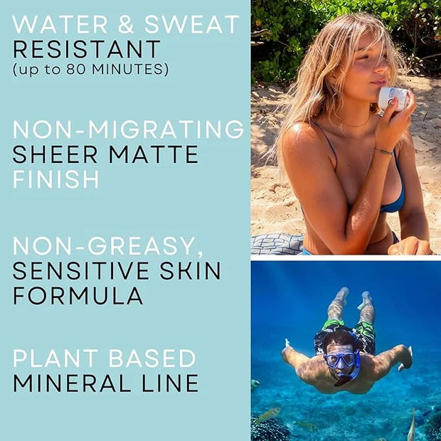 Surface Mineral Face Sunscreen Stick, Water Resistant, UVA/UVB Broad Spectrum, Fast Drying Protection, PABA Free - SPF 45 ...