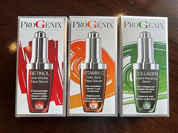 Professional Skin Care Set. Anti-aging Serum Set Contains Collagen Serum, Retinol Serum, Vitamin C Serum. Helps W/Appearan...