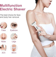 Electric Razor for Women,Hair Trimmer for Face Nose Eyebrow Beard Mustache Arm Leg Armpit Bikini,Painless Rechargeable Por...